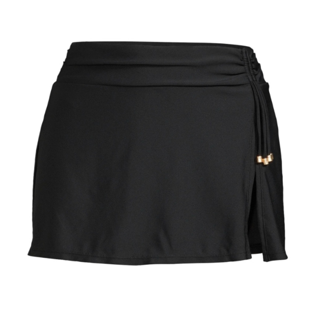 🆕 Black Side Tie Swim Skirt XL 16 18 NWT Time and Tru New!